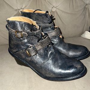 Bed Stu Handmade Leather Platform Wedge Booties